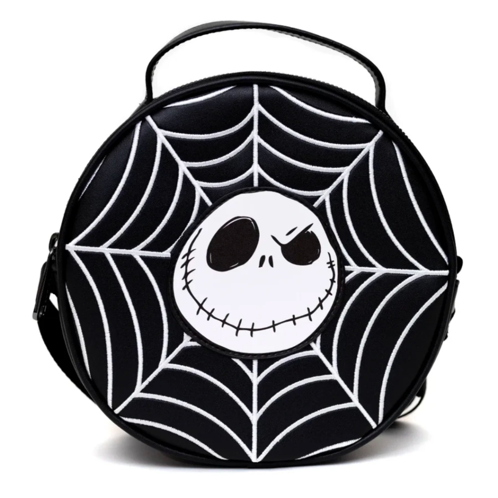 Nightmare Before Christmas Jack Expression with Spider Web Round Crossbody Bag